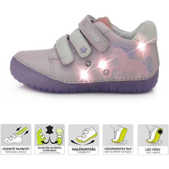 Lovas lila LED fényű cipő