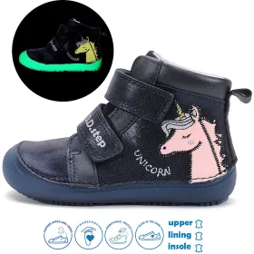   D.D.Step Barefoot Unikornis sötétkék fluoreszkáló kislány cipő