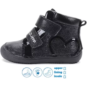 D.D.Step Barefoot Szíves fekete lány cipő