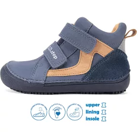 D.D.Step Barefoot Sötétkék-drapp kisfiú cipő
