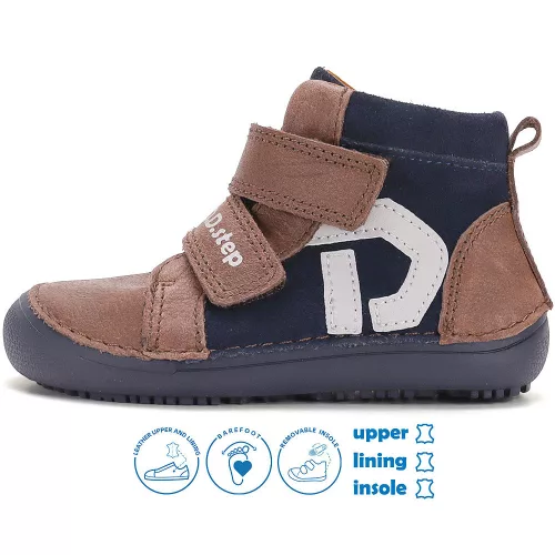 D.D.Step Barefoot Barna-éjkék kisfiú cipő