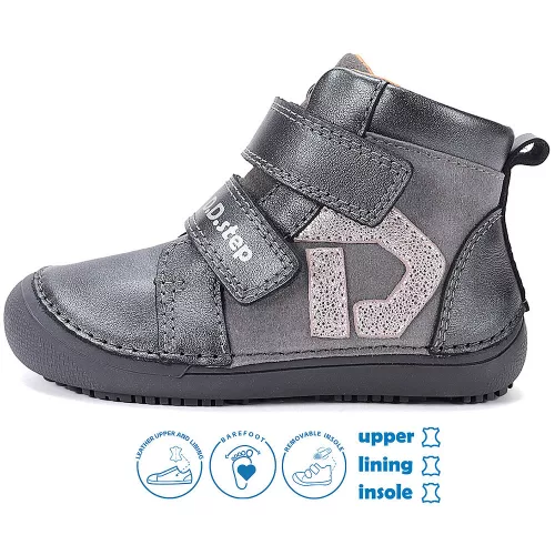 D.D.Step Barefoot Grafit-szürke lány cipő