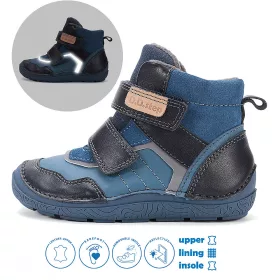 D.D.Step Barefoot Kék-fekete bélelt kisfiú cipő 