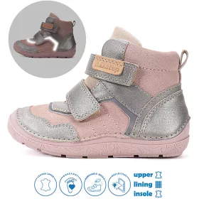 D.D.Step Barefoot Rózsaszín-ezüst bélelt kislány cipő