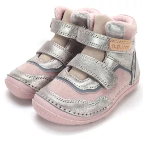 D.D.Step Barefoot Rózsaszín-ezüst bélelt kislány cipő