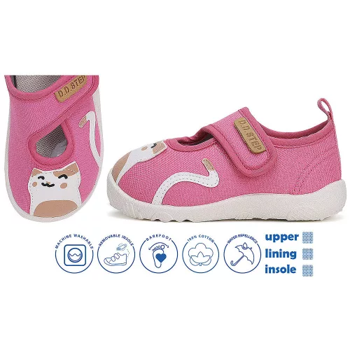 D.D.Step Barefoot Cicás rózsaszín kislány szobacipő/vászoncipő