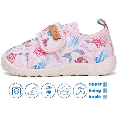 D.D.Step Barefoot Sellős rózsaszín kislány szobacipő/vászoncipő