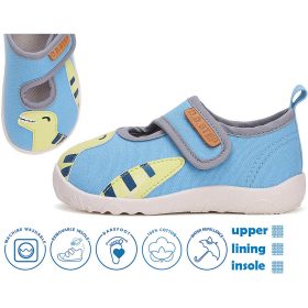   D.D.Step Barefoot Dínós világoskék kisfiú szobacipő/vászoncipő