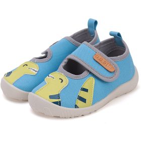   D.D.Step Barefoot Dínós világoskék kisfiú szobacipő/vászoncipő