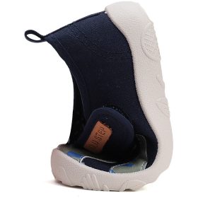   D.D.Step Barefoot Dínós sötétkék kisfiú szobacipő/vászoncipő