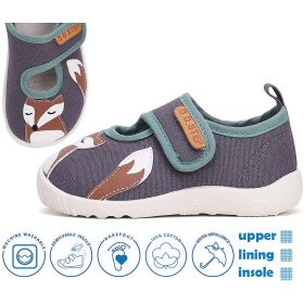   D.D.Step Barefoot Rókás szürke kisfiú szobacipő/vászoncipő