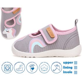   D.D.Step Barefoot Unikornis szürke kislány szobacipő/vászoncipő