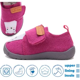   D.D.Step Barefoot Jegesmedvés fukszia kislány szobacipő/vászoncipő