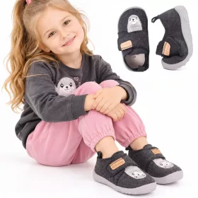   D.D.Step Barefoot Fókás szürke kislány szobacipő/vászoncipő