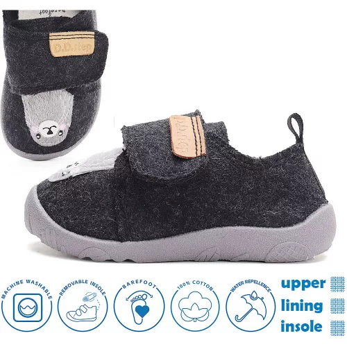 D.D.Step Barefoot Fókás szürke kislány szobacipő/vászoncipő
