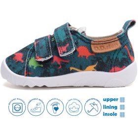   D.D.Step Barefoot Dínós petrolkék kisfiú szobacipő/vászoncipő