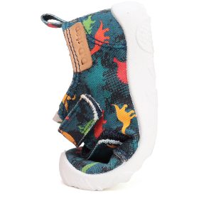   D.D.Step Barefoot Dínós petrolkék kisfiú szobacipő/vászoncipő