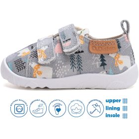   D.D.Step Barefoot Jegesmedvés szürke kisfiú szobacipő/vászoncipő