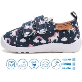   D.D.Step Barefoot Unikornis sötétkék kislány szobacipő/vászoncipő