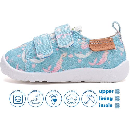 D.D.Step Barefoot Sellős világoskék kislány szobacipő/vászoncipő