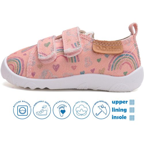 D.D.Step Barefoot Szivárványos rózsaszín kislány szobacipő/vászoncipő