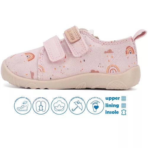 D.D.Step Barefoot Szivárványos kislány szobacipő/vászoncipő