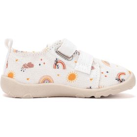   D.D.Step Barefoot Szivárványos fehér kislány szobacipő/vászoncipő
