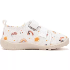   D.D.Step Barefoot Szivárványos fehér kislány szobacipő/vászoncipő