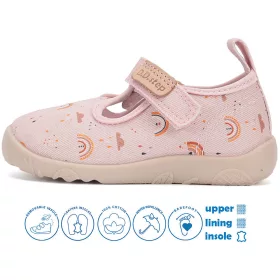  D.D.Step Barefoot Szivárványos rózsaszín kislány szobacipő/vászoncipő