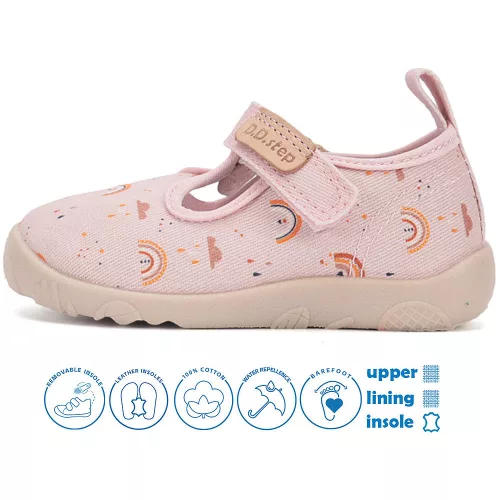 D.D.Step Barefoot Szivárványos rózsaszín kislány szobacipő/vászoncipő