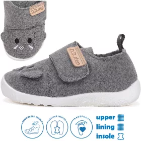   D.D.Step Barefoot Elefántos szürke kisfiú szobacipő/vászoncipő