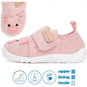   D.D.Step Barefoot Malacos rózsaszín kislány szobacipő/vászoncipő