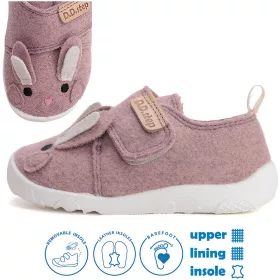  D.D.Step Barefoot Nyuszis rózsaszín kislány szobacipő/vászoncipő