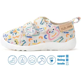  D.D.Step Barefoot Állatos ekrü kislány szobacipő/vászoncipő