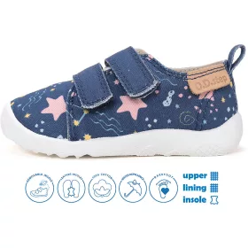   D.D.Step Barefoot Csillagos sötétkék kislány szobacipő/vászoncipő