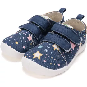   D.D.Step Barefoot Csillagos sötétkék kislány szobacipő/vászoncipő