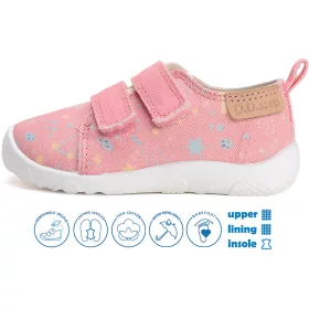   D.D.Step Barefoot Csillagos rózsaszín kislány szobacipő/vászoncipő