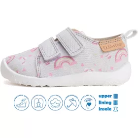   D.D.Step Barefoot Mintás szürke kislány szobacipő/vászoncipő