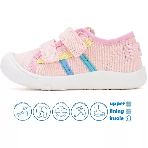 D.D.Step Színescsíkos rózsaszín kislány vászoncipő