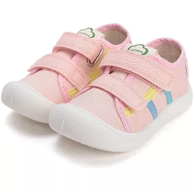 D.D.Step Színescsíkos rózsaszín kislány vászoncipő