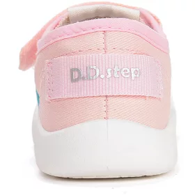 D.D.Step Színescsíkos rózsaszín kislány vászoncipő