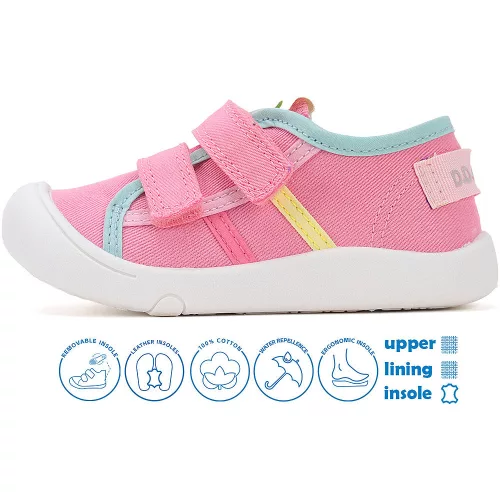 D.D.Step Színescsíkos pink kislány vászoncipő