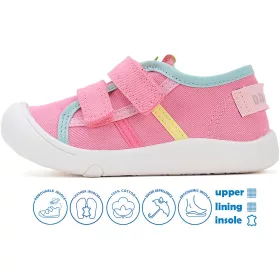 D.D.Step Színescsíkos pink kislány vászoncipő