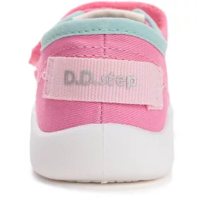 D.D.Step Színescsíkos pink kislány vászoncipő
