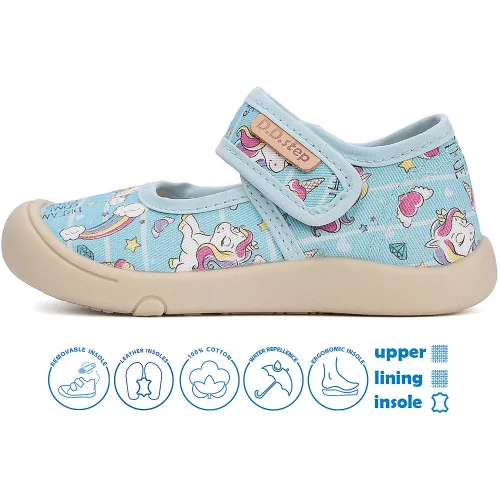 D.D.Step Unikornis kék kislány vászon félcipő