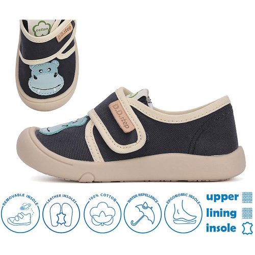 D.D.Step Vizilovas éjkék kisfiú vászoncipő