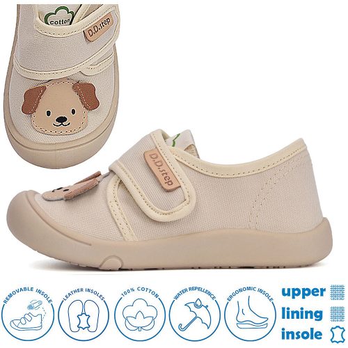 D.D.Step Kutyás bézs unisex vászoncipő