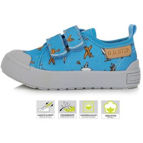 D.D.Step Repülőgépes égkék kisfiú vászoncipő