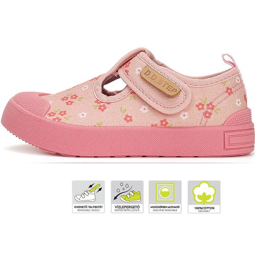 D.D.Step Virágos rózsaszín baba vászoncipő