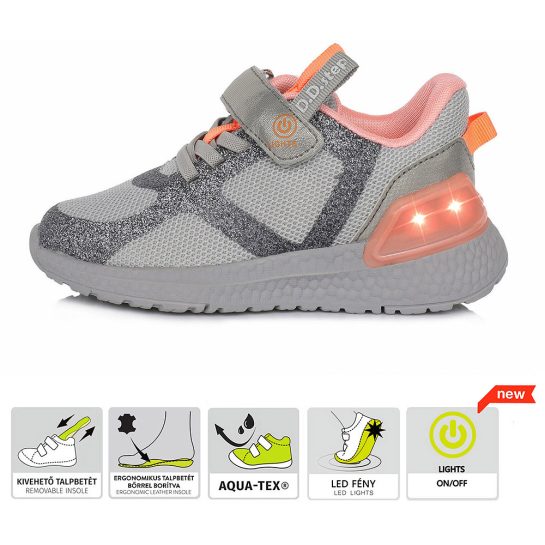Szürke LED fényű sportcipő